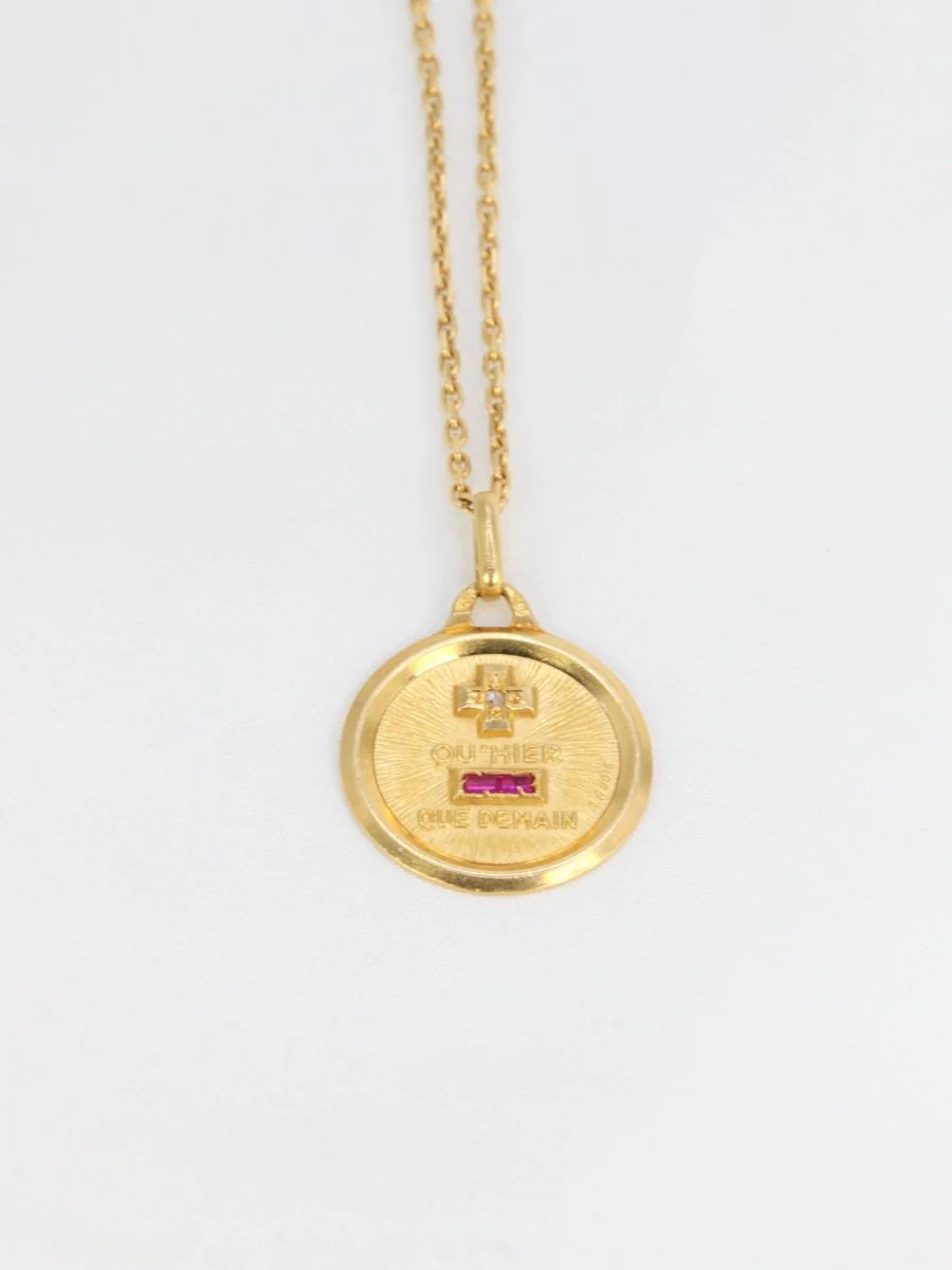 Médaille Amour Augis Plus qu’hier moins que demain en or, diamant et rubis - ca 1970 - Image 3