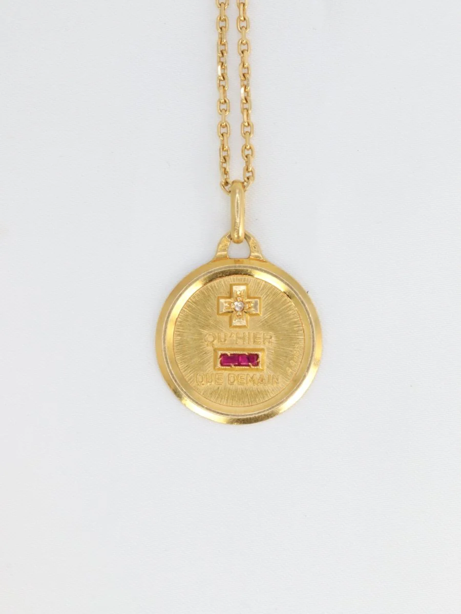 Médaille Amour Augis Plus qu’hier moins que demain en or, diamant et rubis - ca 1970 - Image 5