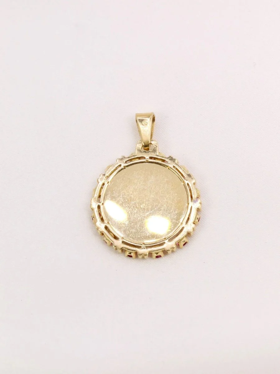 Médaille Amour AUGIS entourage coeur rubis Plus qu’hier moins que demain diamant rubis - Image 4
