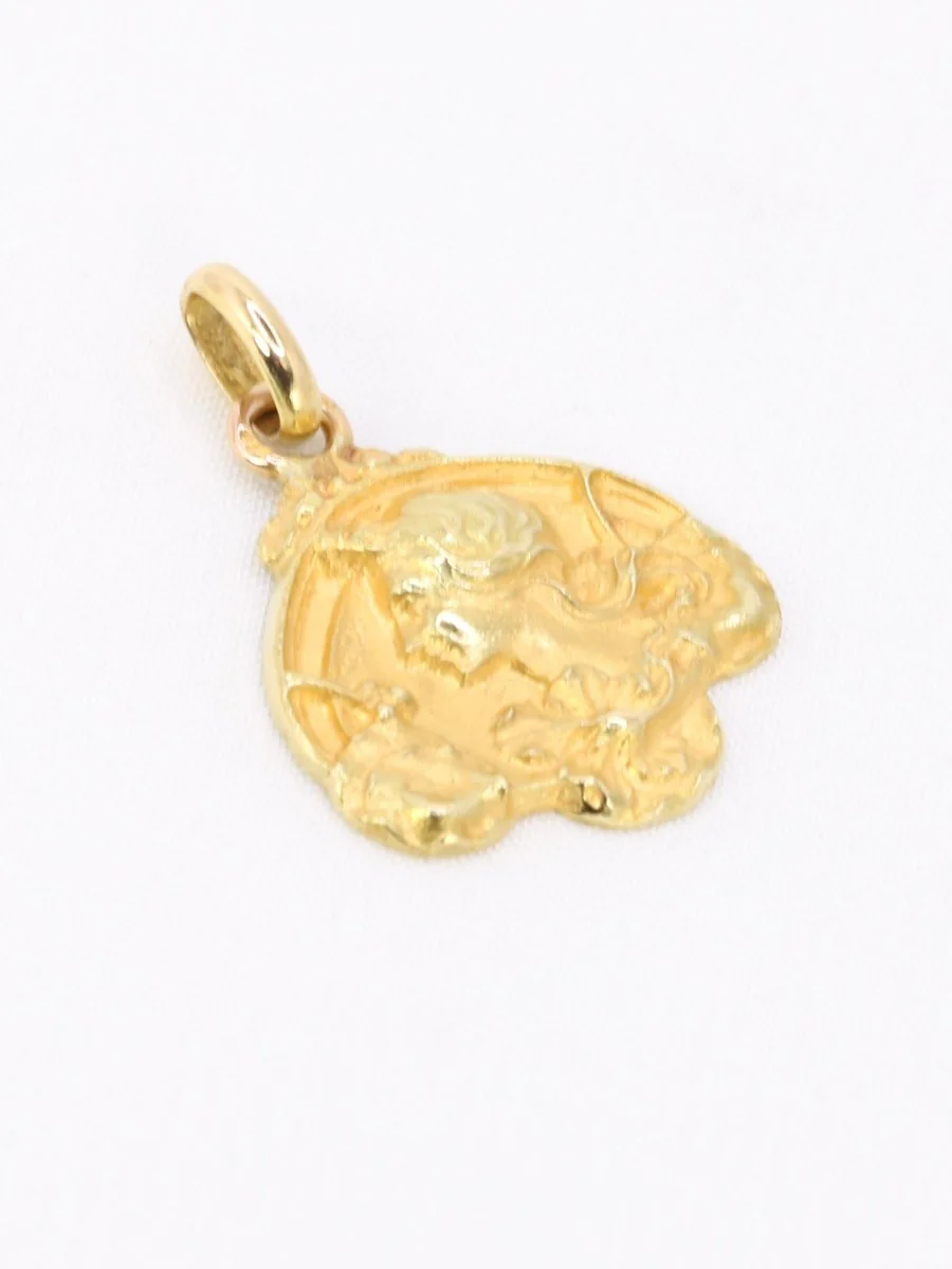 Médaille Art Nouveau femme de profil or jaune - Image 2