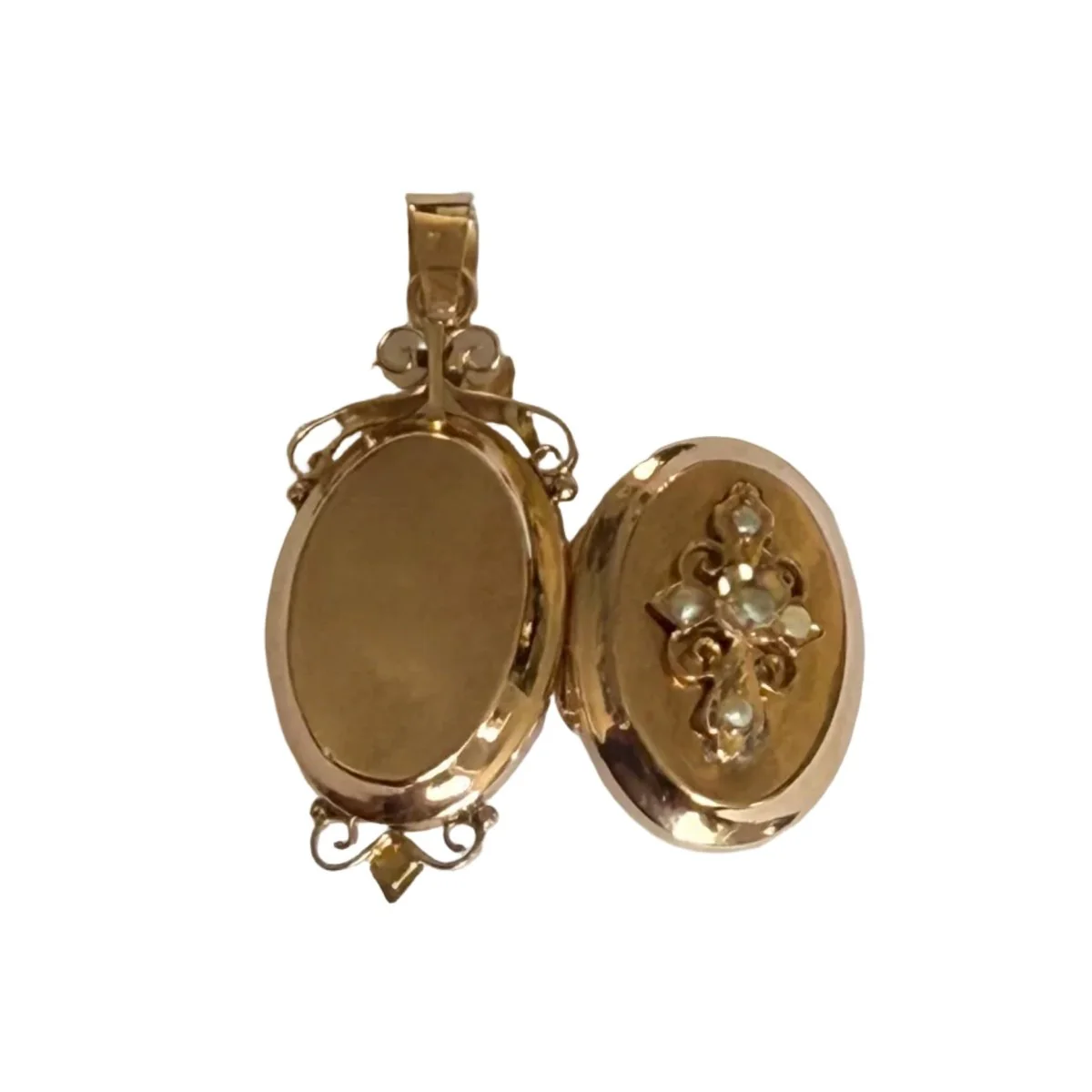Médaille en or rose et perle - Image 3