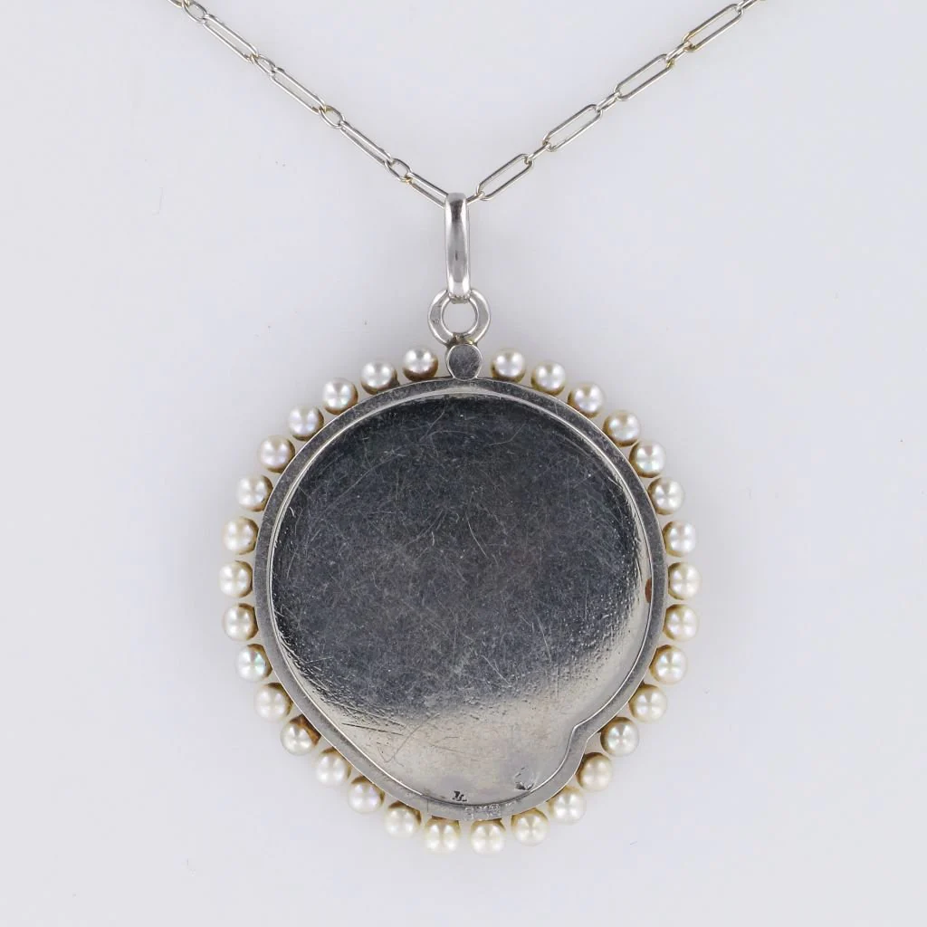Collier Pendentif en platine, nacre et perles - Image 5
