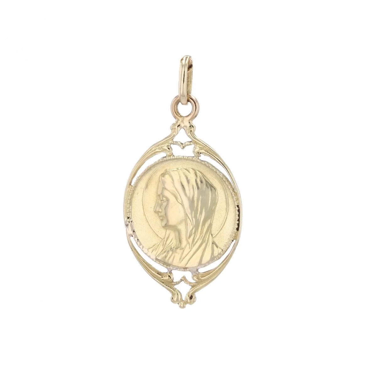 Médaille or jaune ajourée Vierge