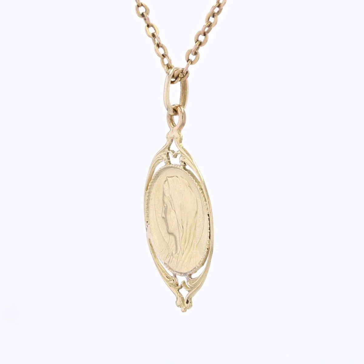 Médaille or jaune ajourée Vierge - Image 4