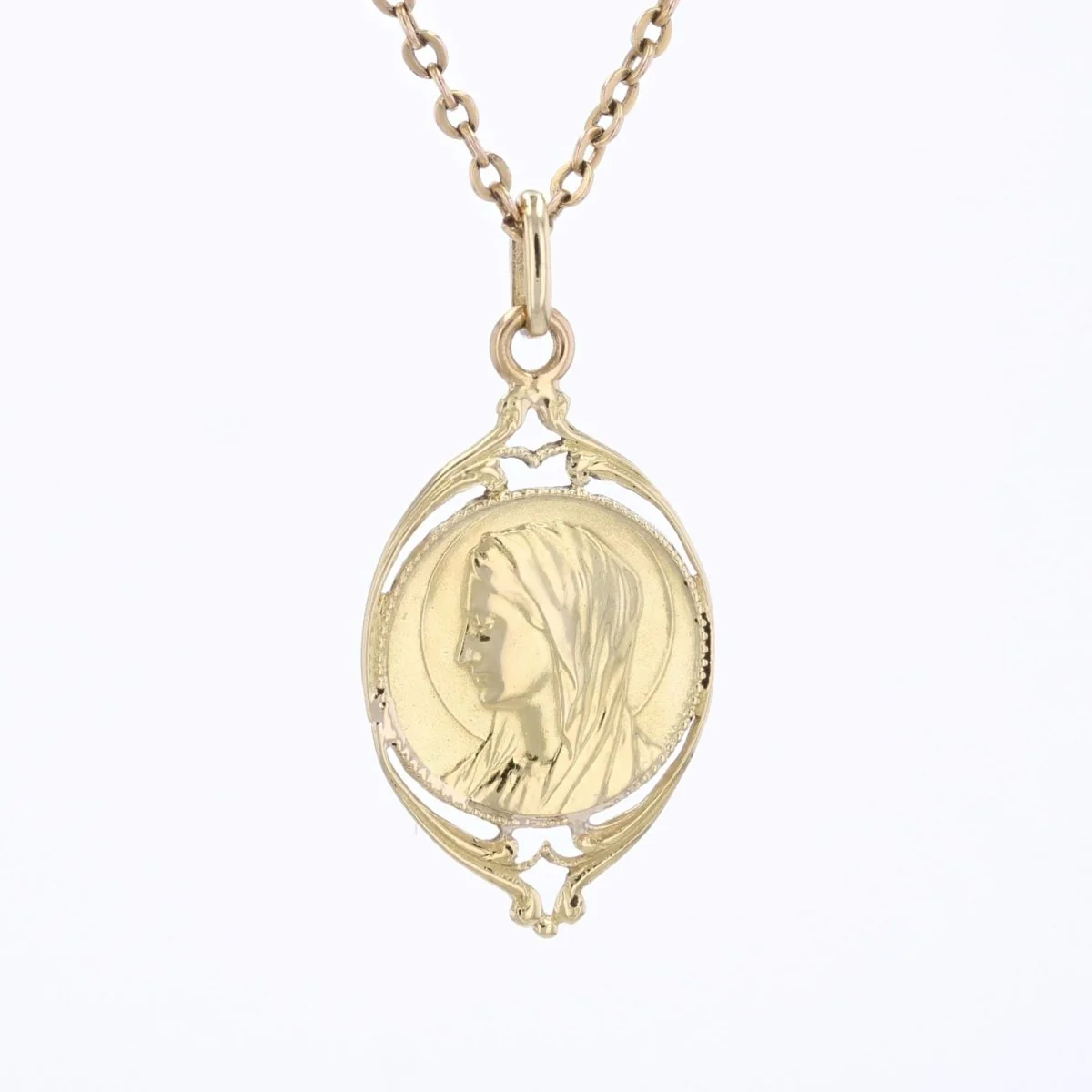 Médaille or jaune ajourée Vierge - Image 5