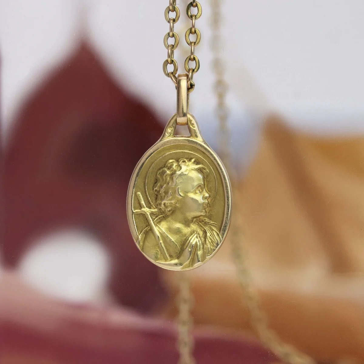 Médaille or jaune Ange en prière - Image 3