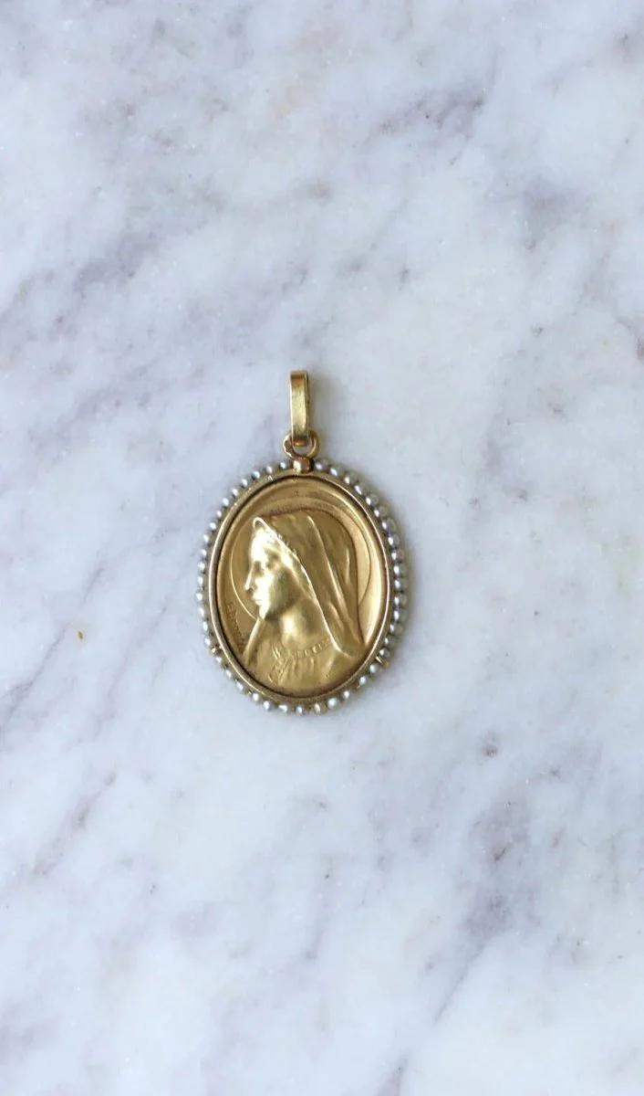 Médaille Vierge or et perles fines - Image 2
