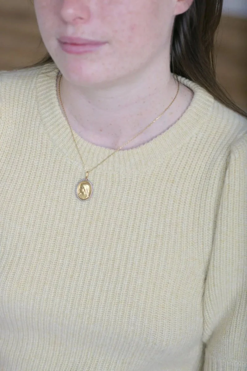 Médaille Vierge or et perles fines - Image 3