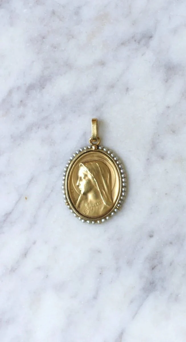 Médaille Vierge or et perles fines - Image 4