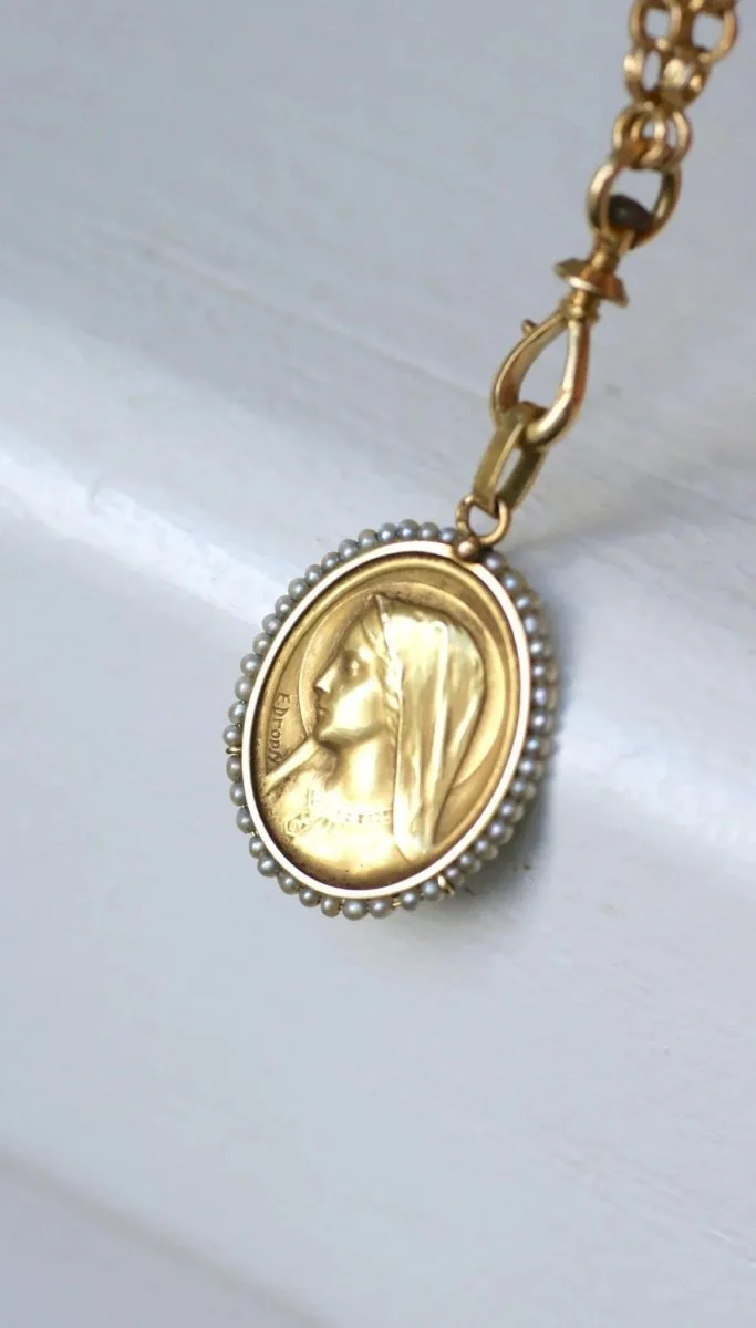Médaille Vierge or et perles fines - Image 5