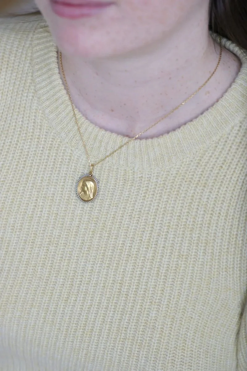 Médaille Vierge or et perles fines - Image 6