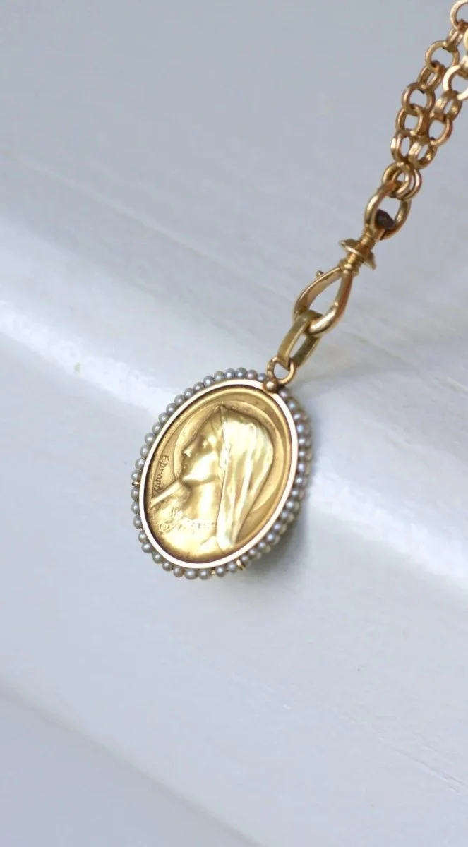 Médaille Vierge or et perles fines - Image 8
