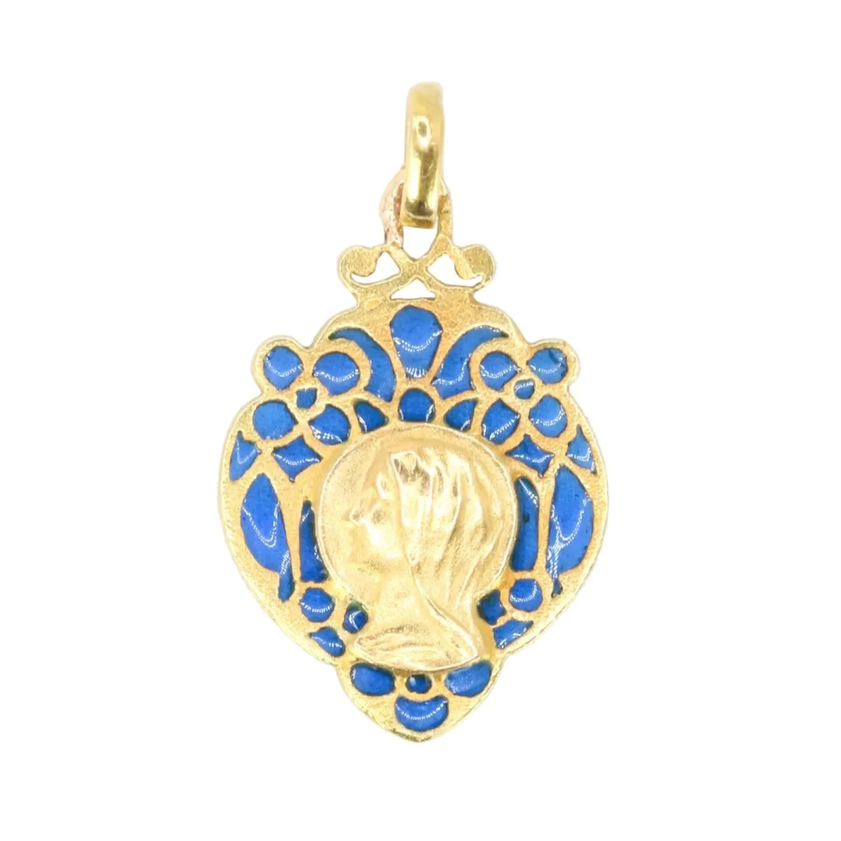 Médaille en or jaune et émail