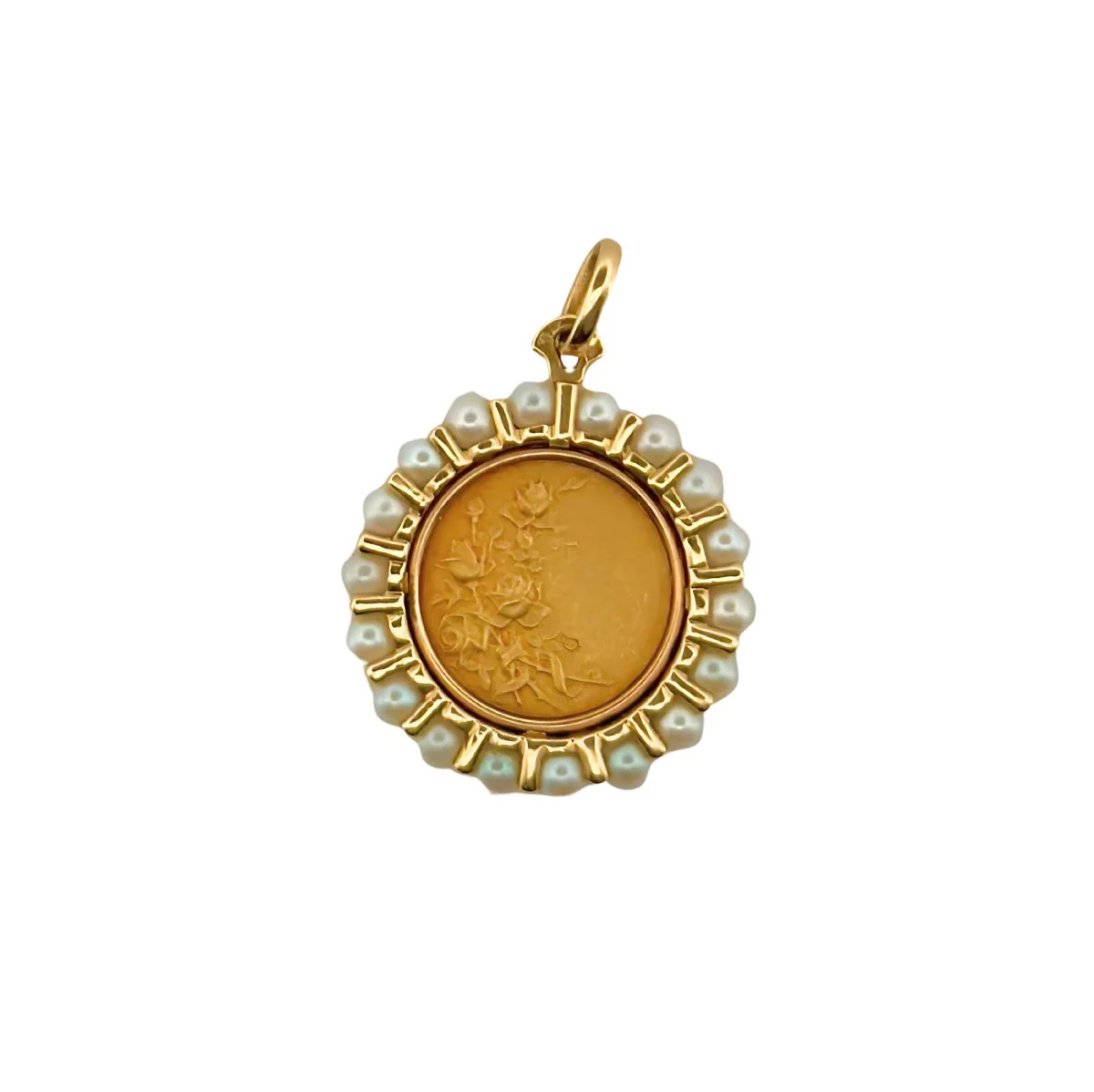 Médaille Sainte Vierge en or jaune et perles - Image 3