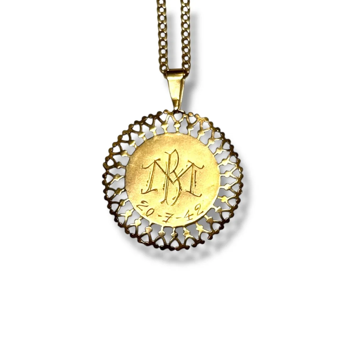 Pendentif Vierge Marie rosace en or jaune - Image 3