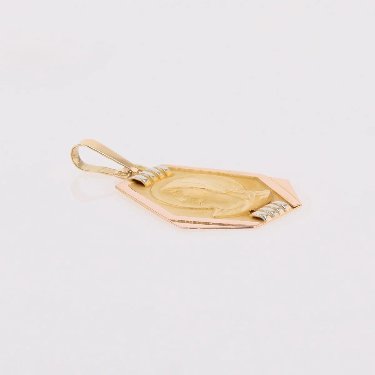 Pendentif Vierge tricolore en or jaune, or rose et or blanc - Image 7