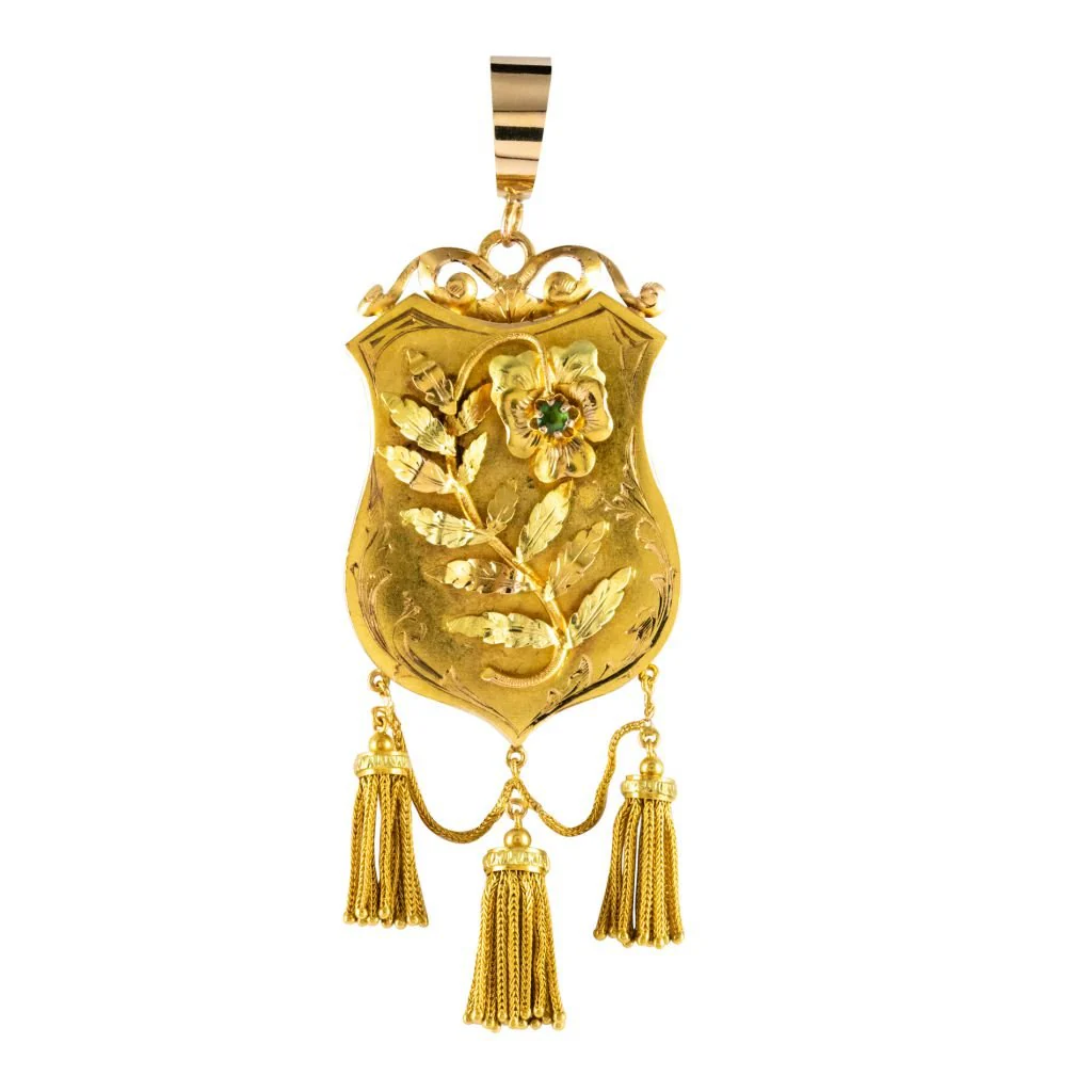 Pendentif en or jaune et émeraude