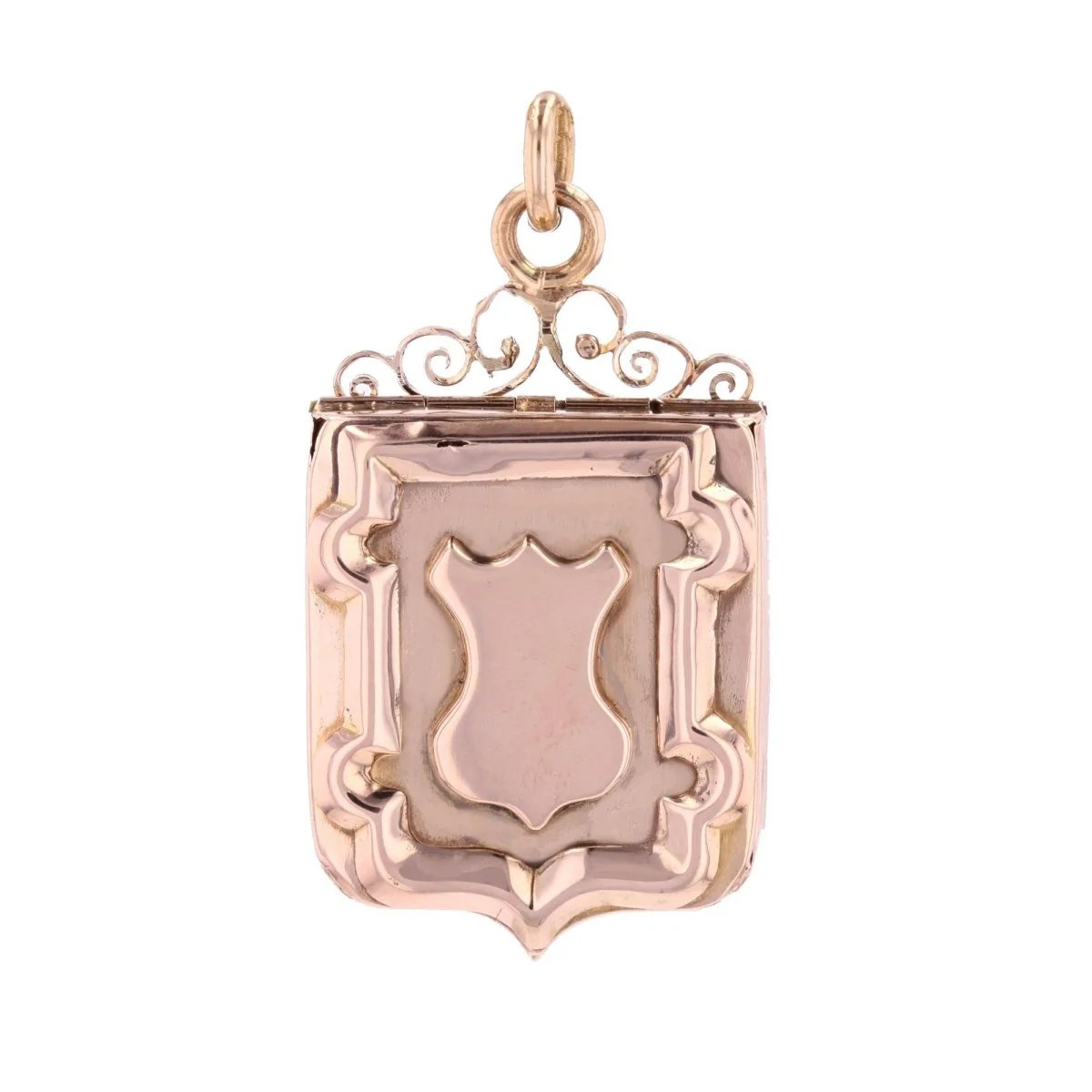 Pendentif ancien écusson en or rose