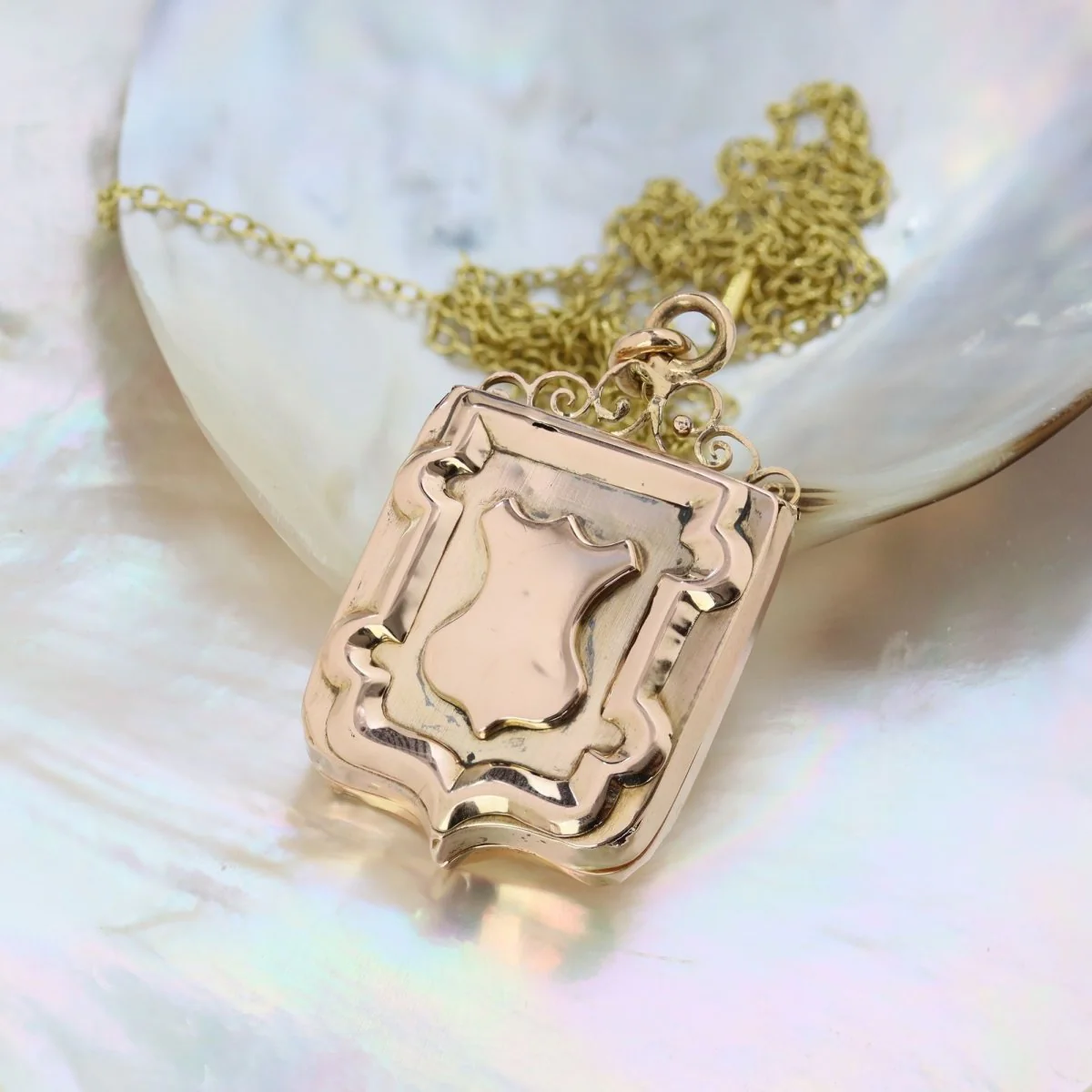 Pendentif ancien écusson en or rose - Image 3
