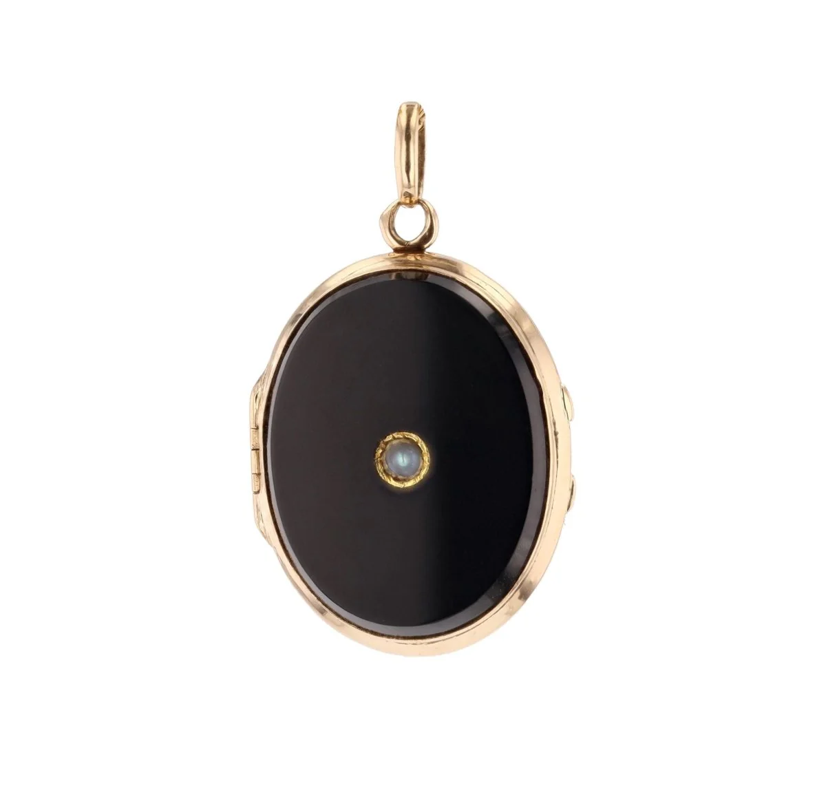 Pendentif en or jaune, perle et onyx