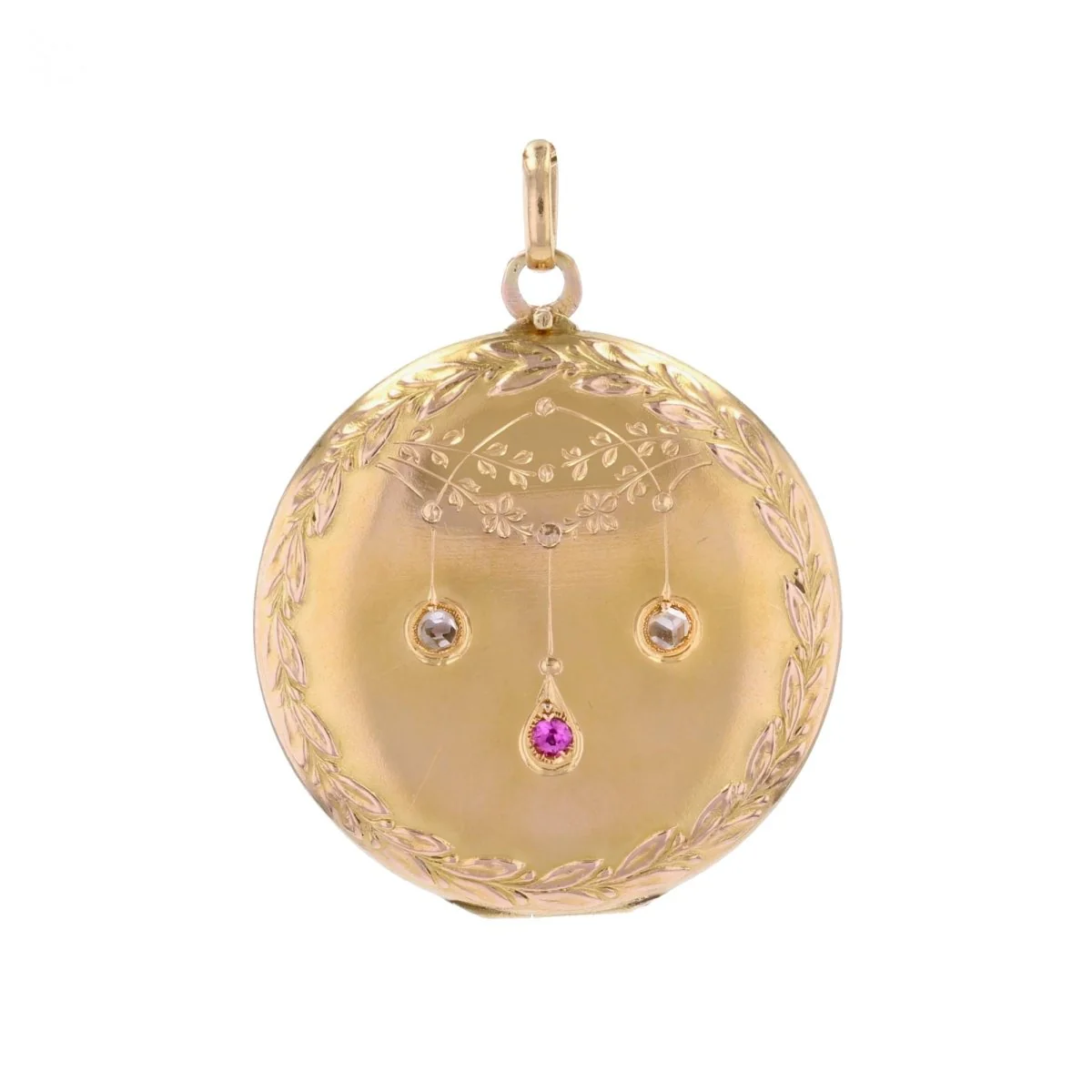 Pendentif en or rose, rubis et diamants