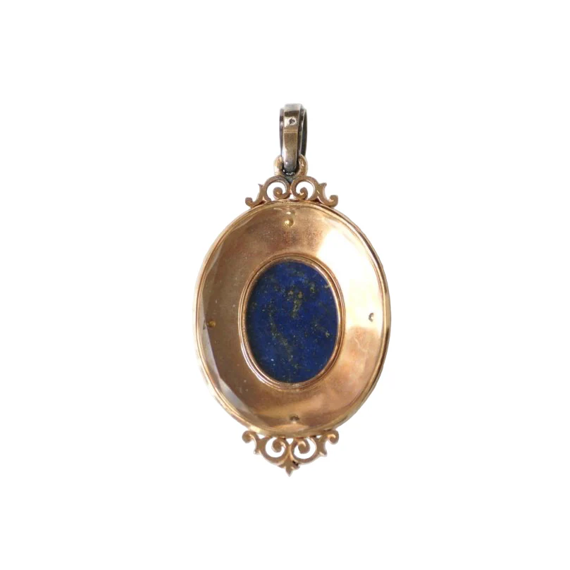 Médaillon Ancien Scarabée Lapis Lazuli Diamants et Perles - Image 14
