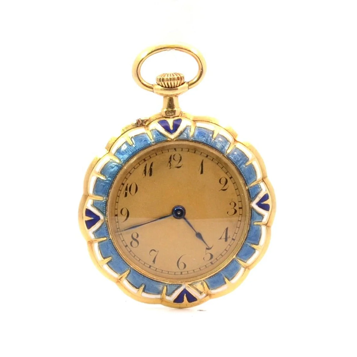 Montre à Gousset en or, platine, émail et diamants