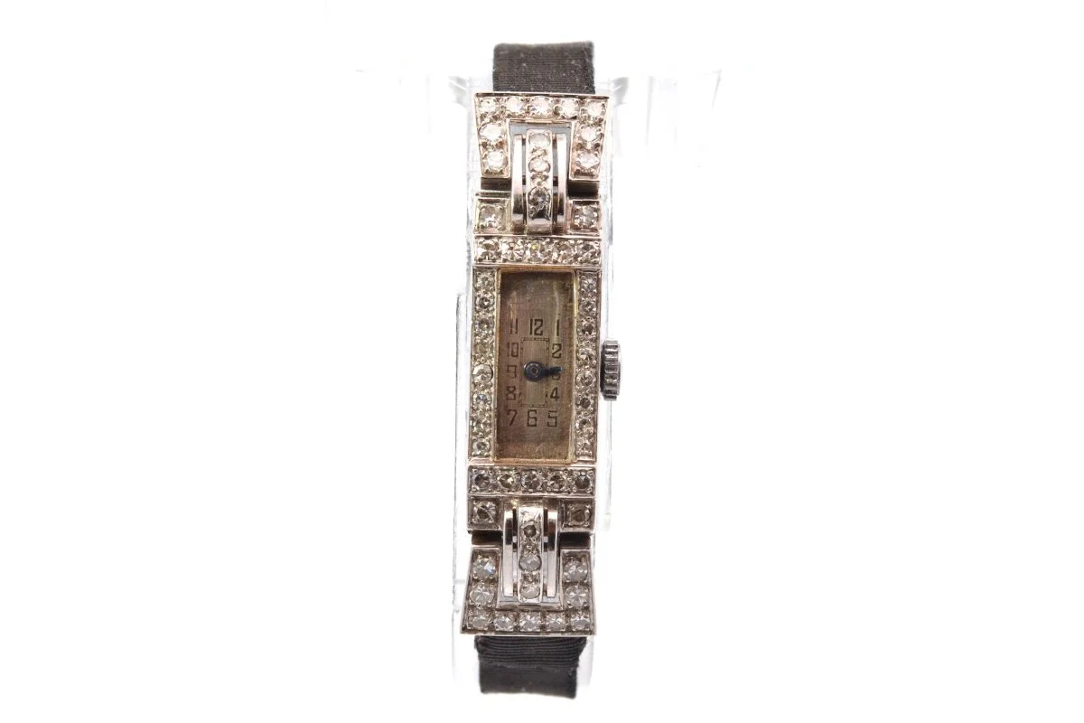 Montre art déco en platine et diamants - Image 2