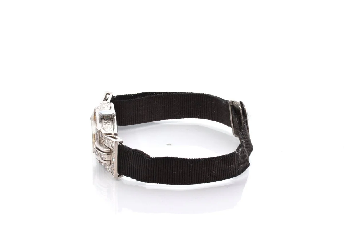 Montre art déco en platine et diamants - Image 4
