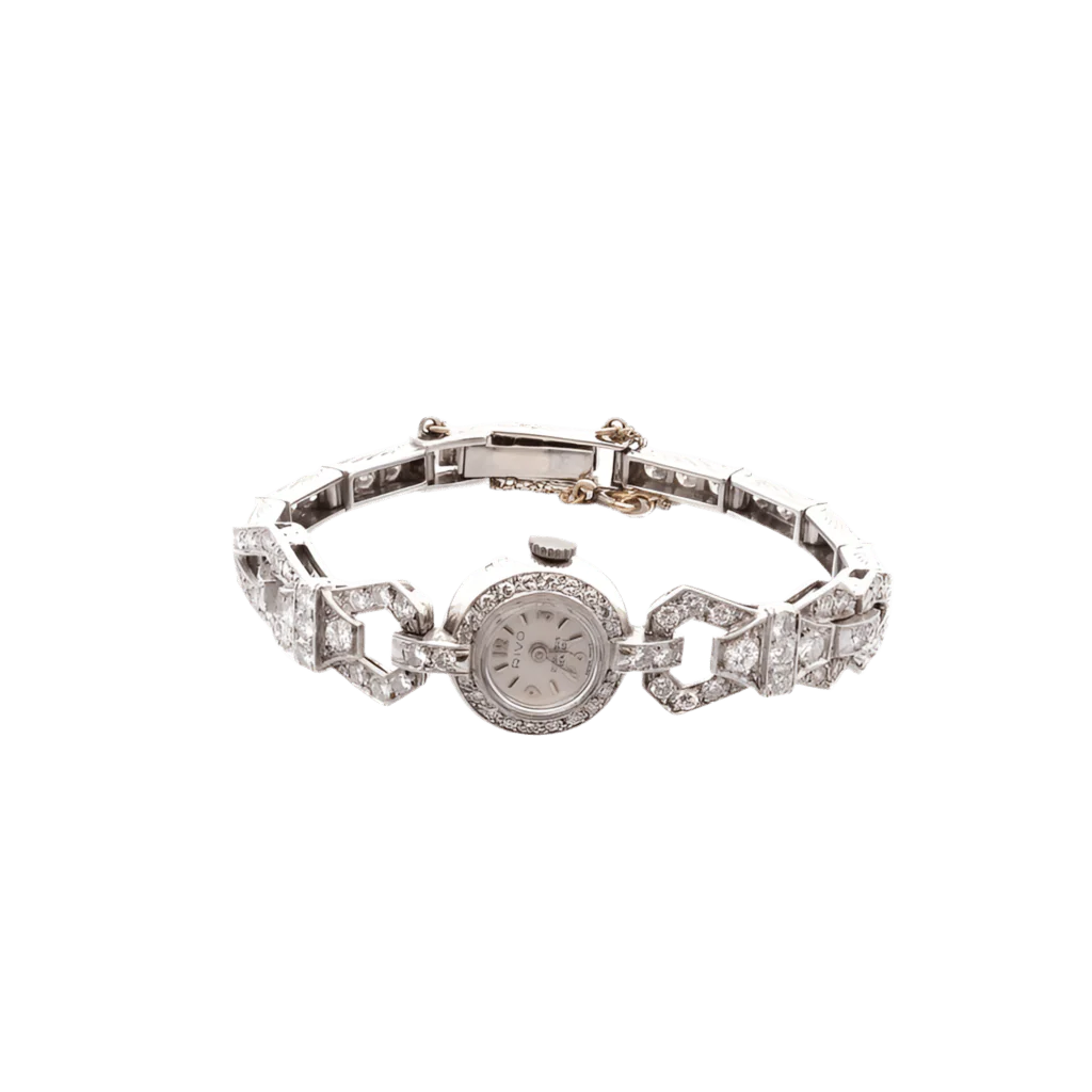 Montre Art Déco en or blanc et diamants - Image 2