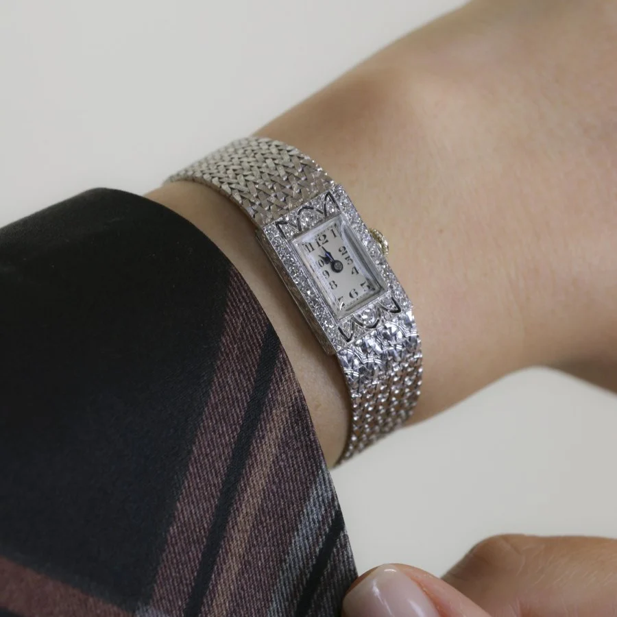 Montre Art Déco or blanc diamants - Image 2