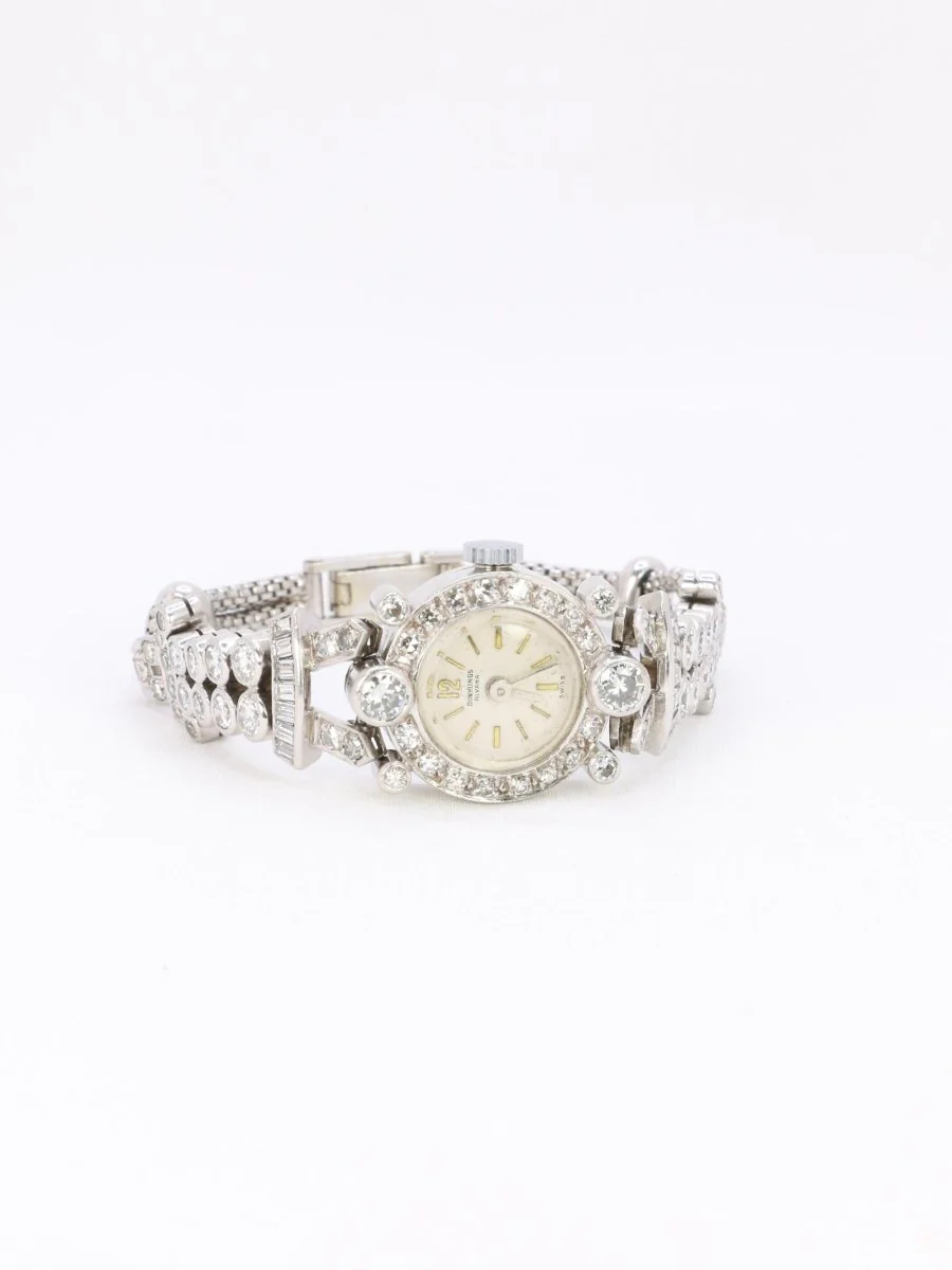 Montre Art Deco or blanc platine diamants - Image 10