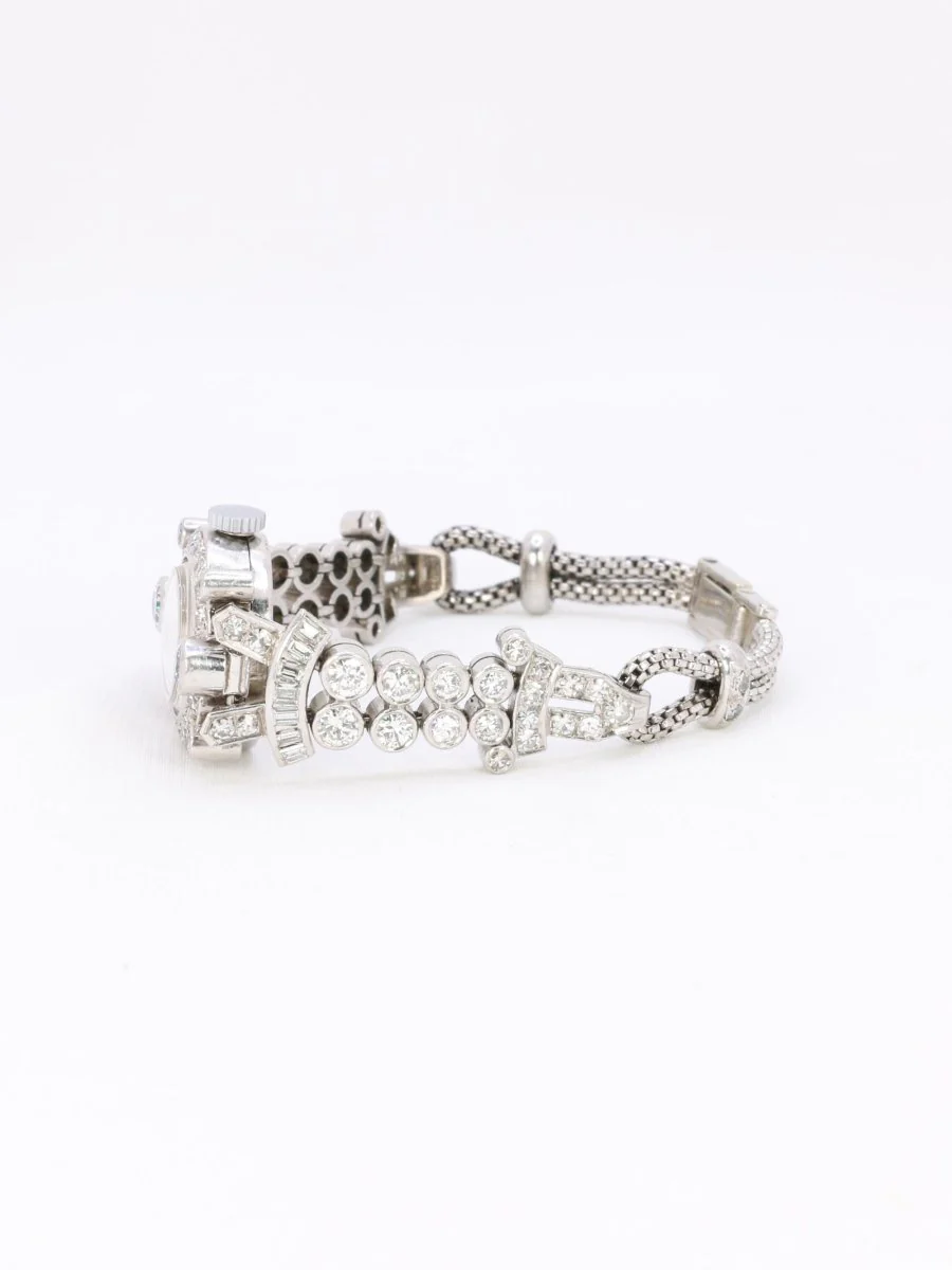 Montre Art Deco or blanc platine diamants - Image 7