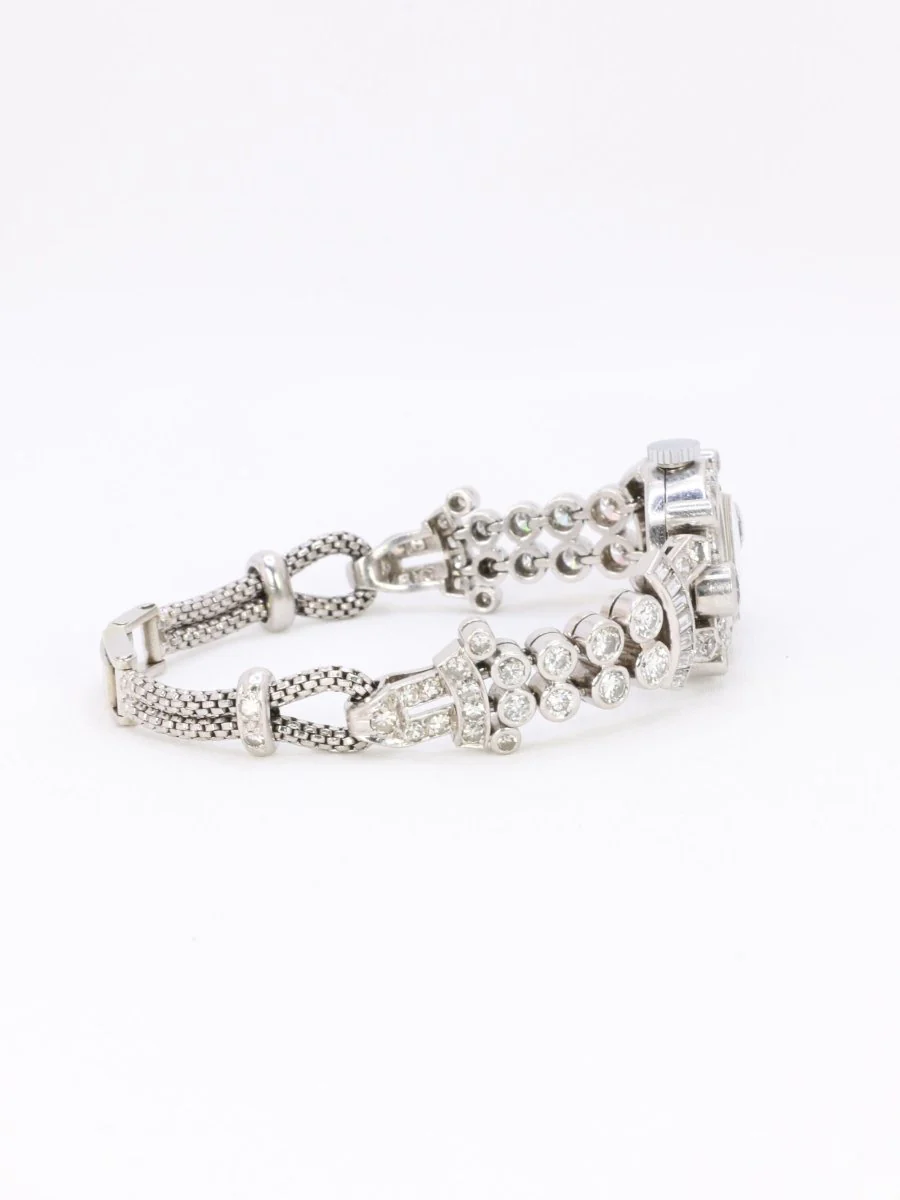 Montre Art Deco or blanc platine diamants - Image 9