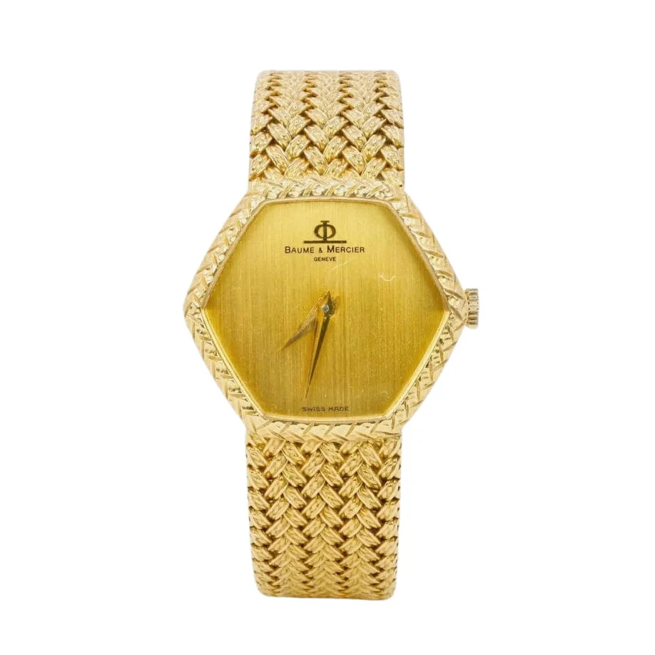 Montre à maille tressée BAUME & MERCIER en or jaune