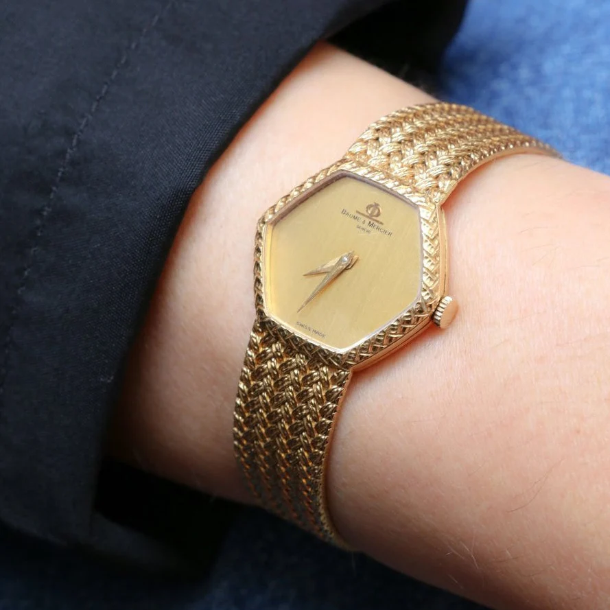 Montre à maille tressée BAUME & MERCIER en or jaune - Image 13