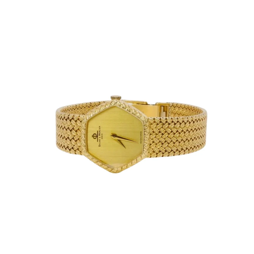 Montre à maille tressée BAUME & MERCIER en or jaune - Image 3