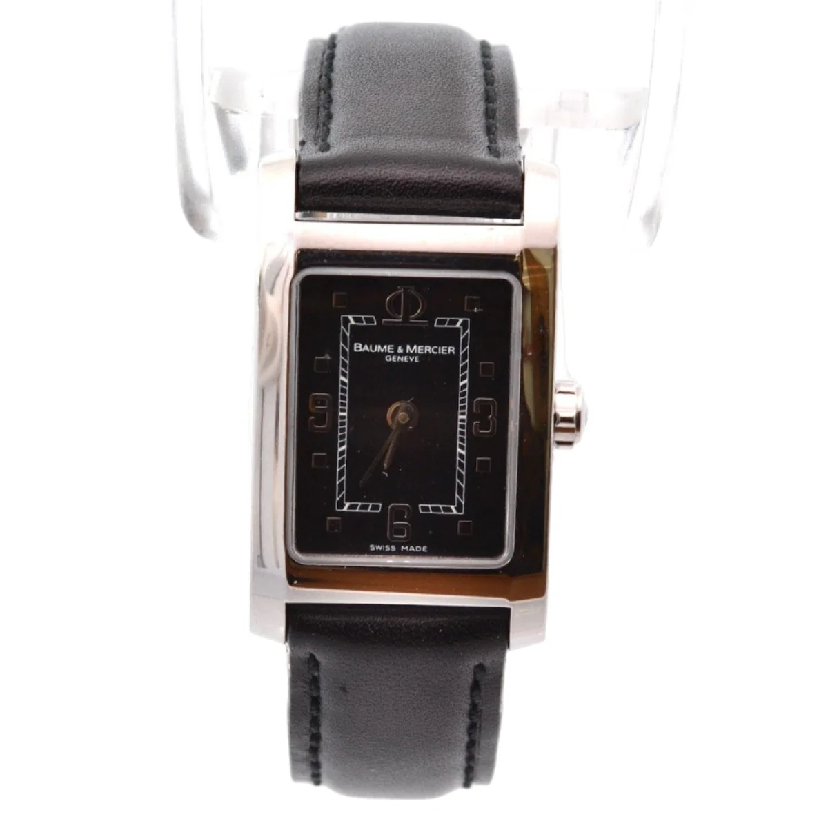 Montre BAUME & MERCIER "Hampton" en acier, cuir et saphir