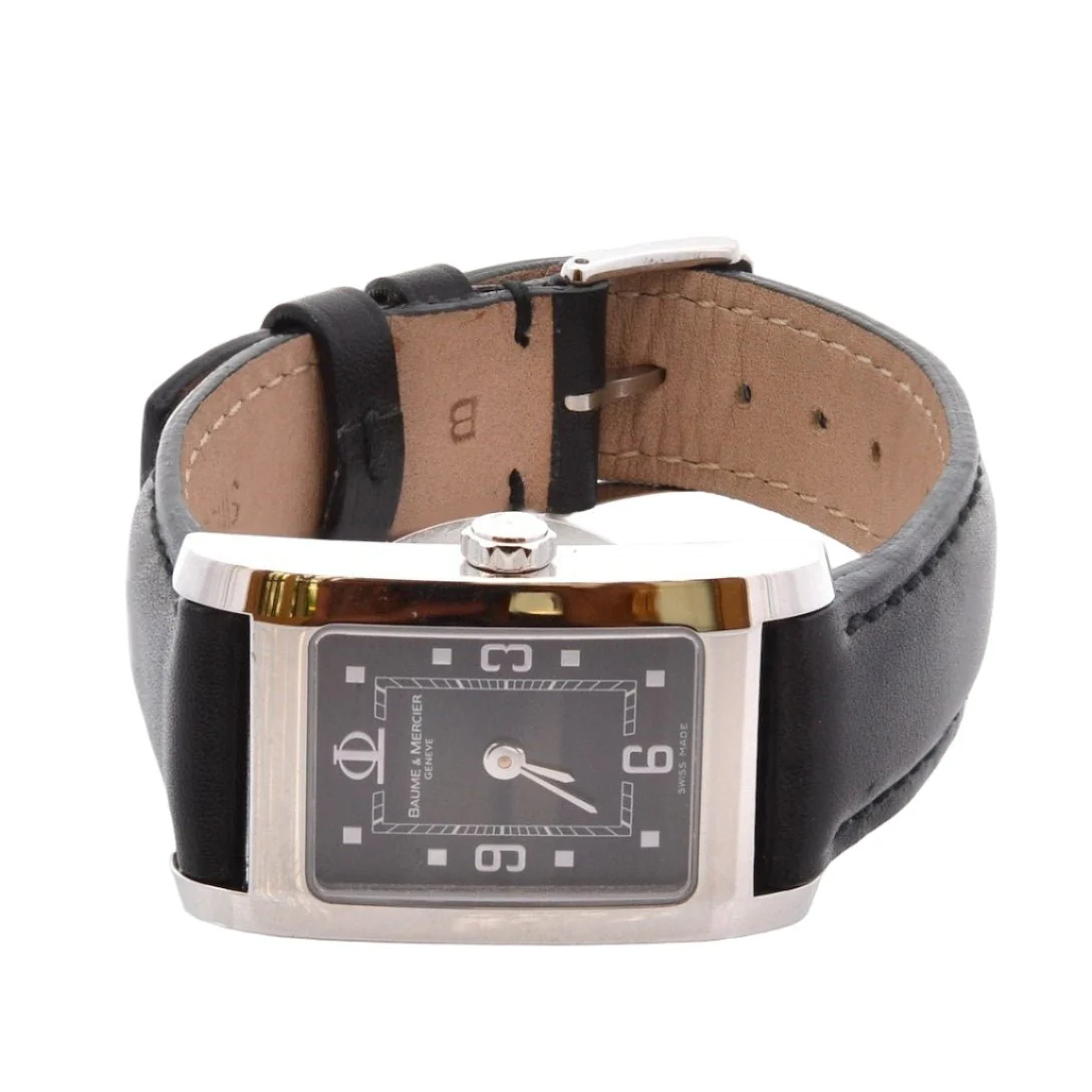 Montre BAUME & MERCIER "Hampton" en acier, cuir et saphir - Image 2
