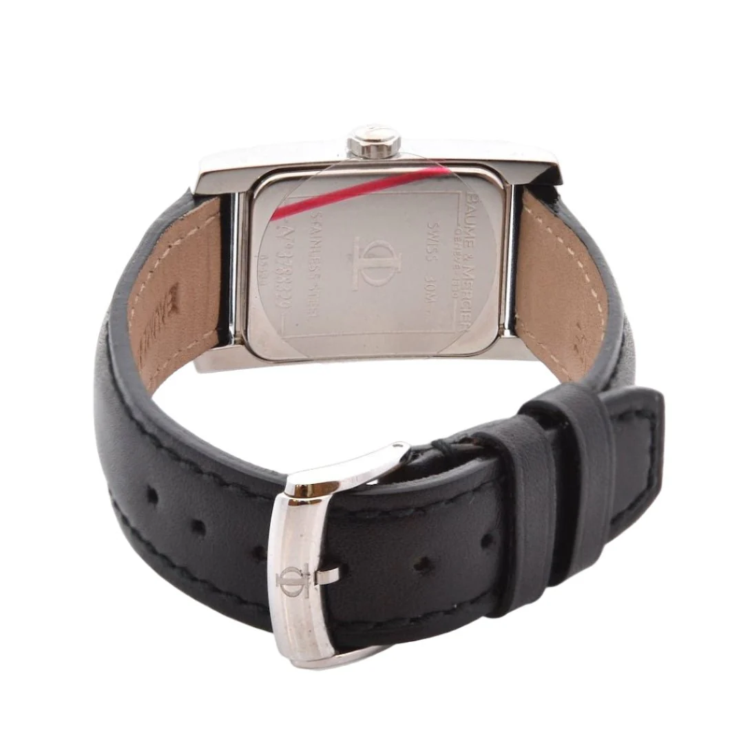 Montre BAUME & MERCIER "Hampton" en acier, cuir et saphir - Image 4