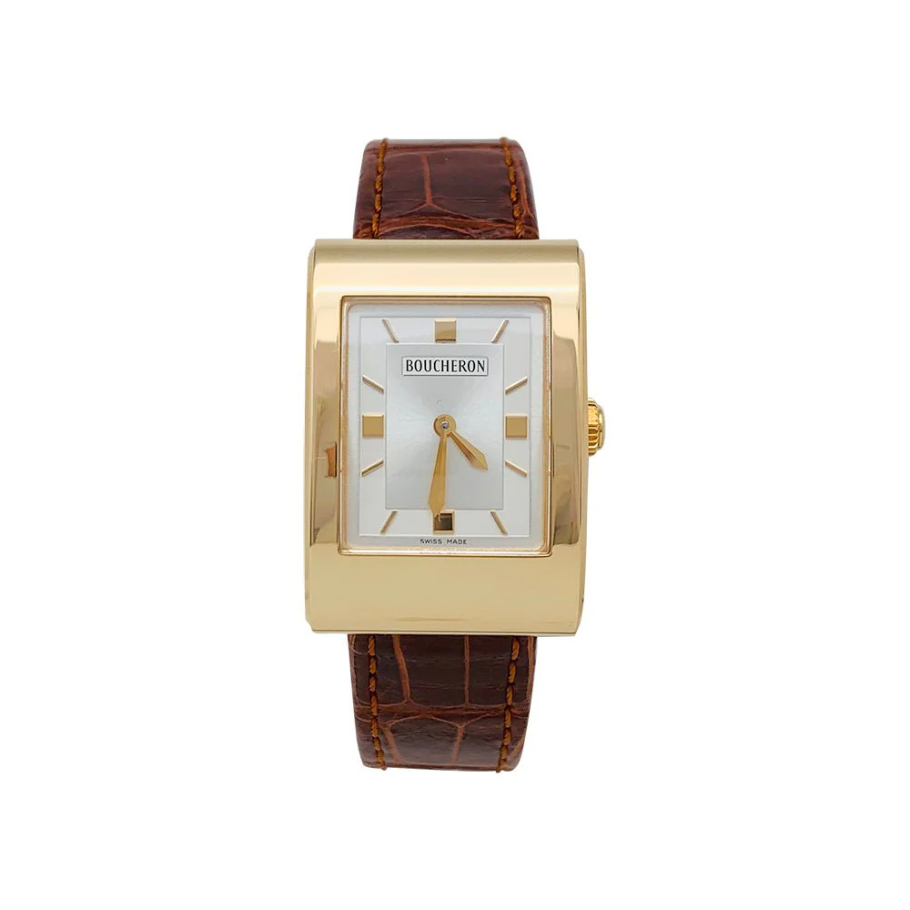 Montre Boucheron, "Reflet-Icare", or jaune, cuir.