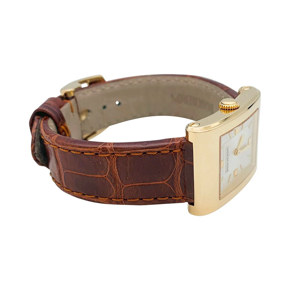 Montre Boucheron, "Reflet-Icare", or jaune, cuir. - Image 5