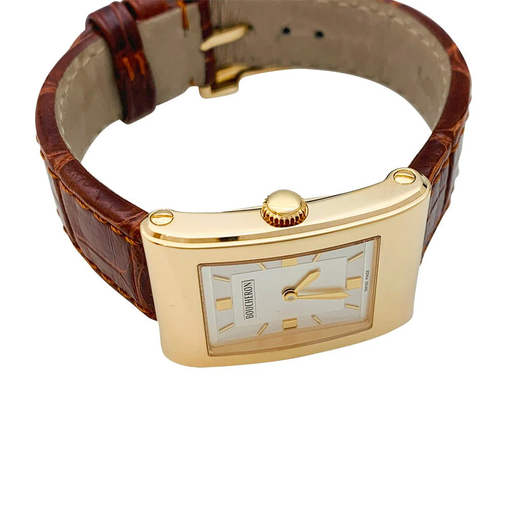 Montre Boucheron, "Reflet-Icare", or jaune, cuir. - Image 6