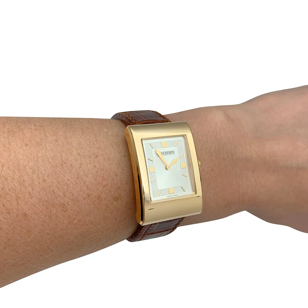 Montre Boucheron, "Reflet-Icare", or jaune, cuir. - Image 7