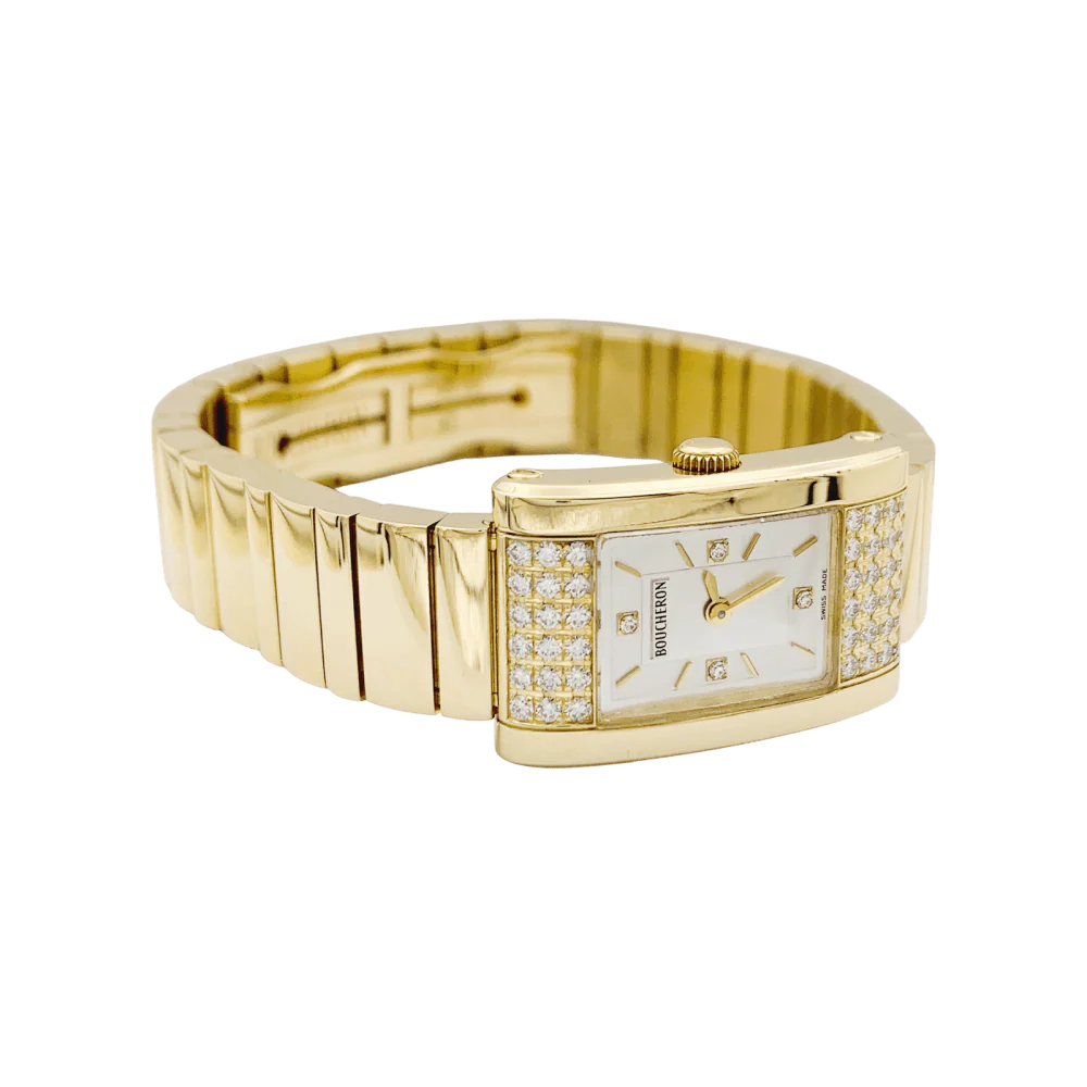 Montre BOUCHERON « Reflet Icare » en or jaune, argent et diamants - Image 4