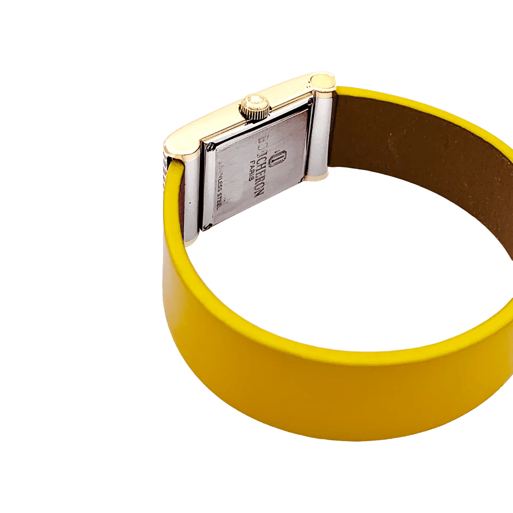 Montre BOUCHERON "Reflet" en or jaune, acier et cuir - Image 4