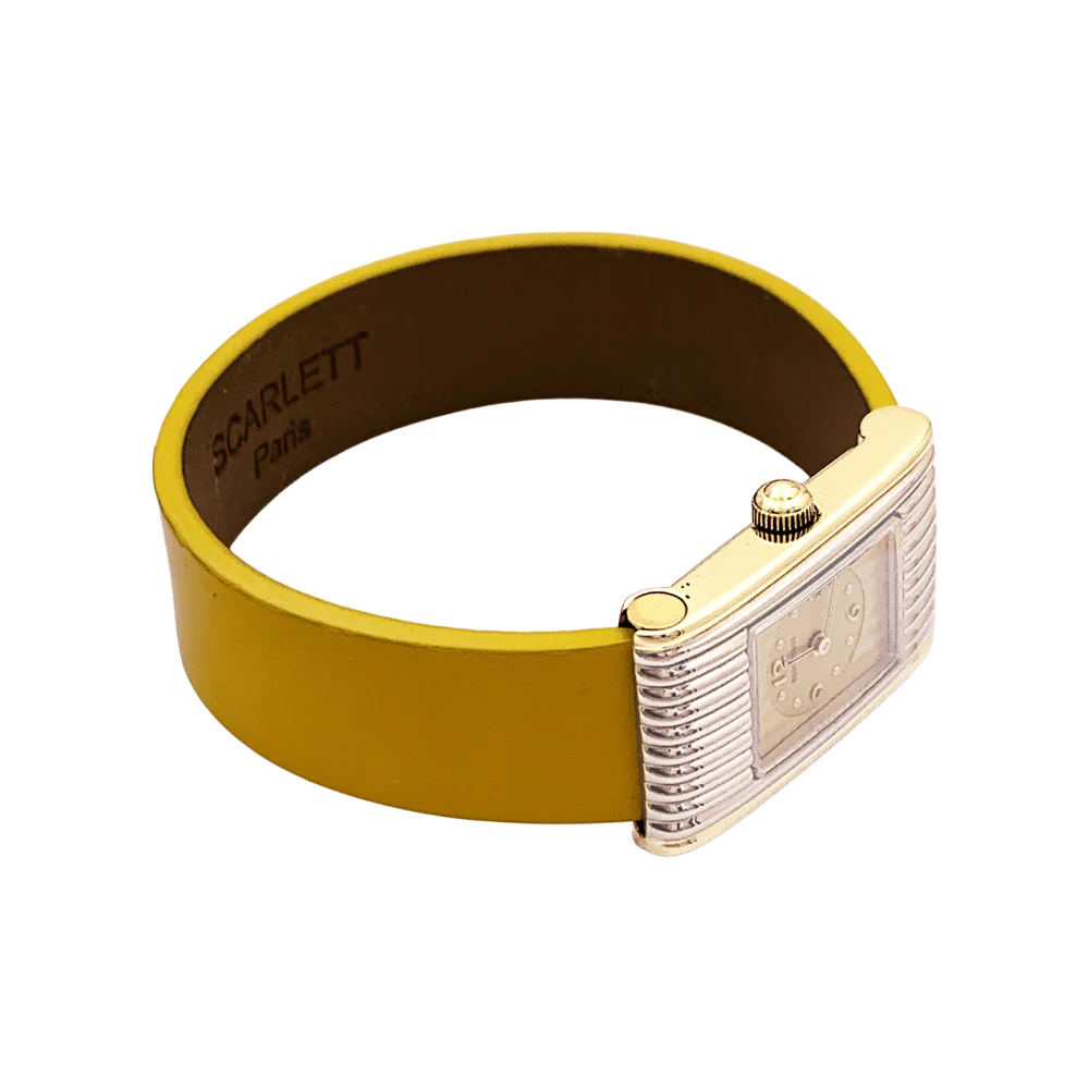 Montre BOUCHERON "Reflet" en or jaune, acier et cuir - Image 5