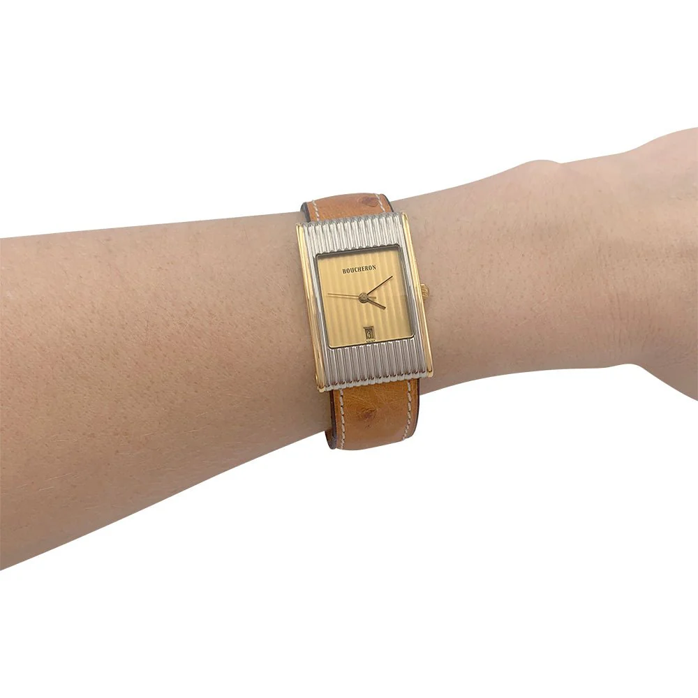 Montre Boucheron, "Reflet", or jaune, acier. - Image 5