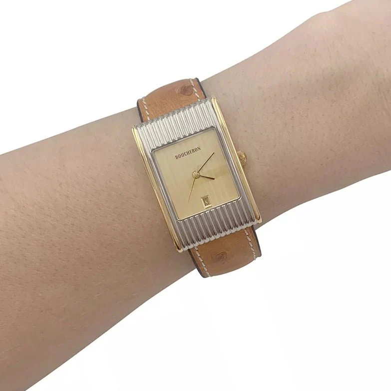 Montre Boucheron, "Reflet", or jaune, acier. - Image 8