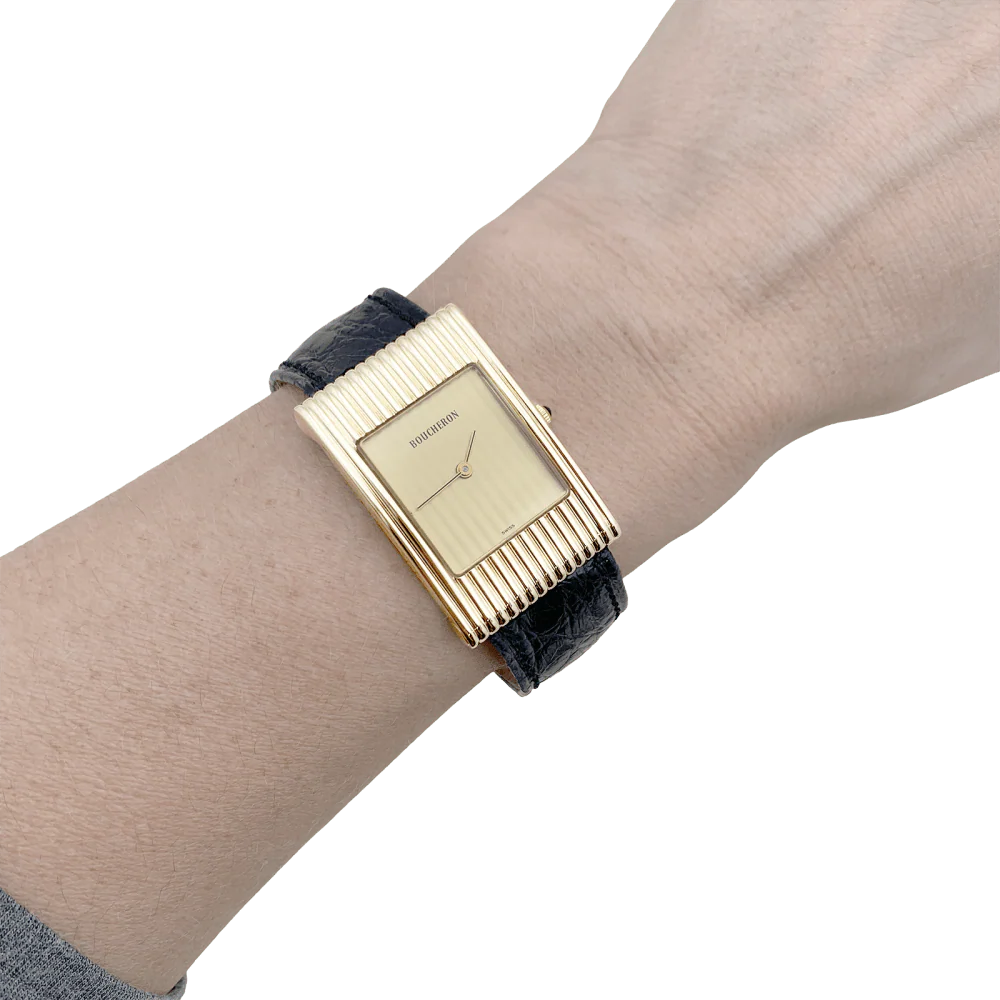 Montre BOUCHERON "Reflet" en or jaune et cuir - Image 2